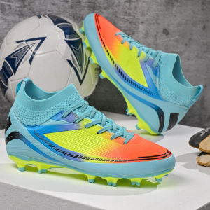 Professional Soccer Shoes Adults and Childrens High Top Spikes Soccer Shoes Mens and Womens Fashion Soccer Boots Futsal Boots