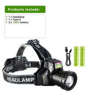 Ultra Bright LED Headlamp 88900000LM IR Sensor Headlight Type-c Rechargeable Head Flashlight 18650 Powerful Fishing Work Lantern