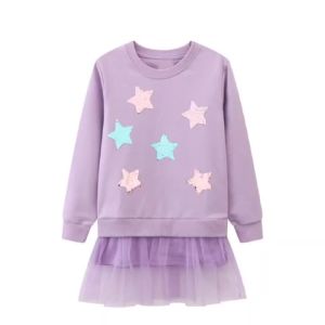 Jumping Meters 2-7T Bear Beading  Princess Girls Dresses For Autumn Spring Long Sleeve Party Girls Clothing Cute Baby Frocks