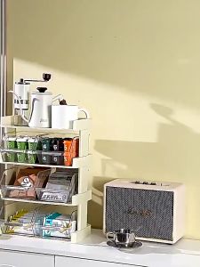 Compact Coffee Station Organizer: A Multi-functional Desk & Kitchen Storage Solution