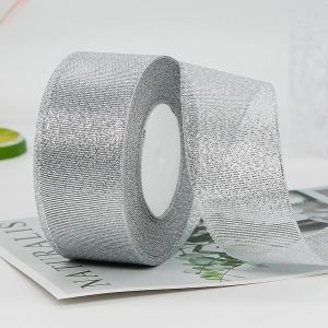 25 Yards/Roll Gold/Silver Organza Ribbon Width 0.6cm-5cm DIY Handicraft Accessories Tapes Wedding Supplies Cake Gift Decoration