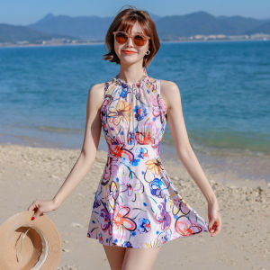 2025 New Womens One-Piece Swimsuit Fashion plus Size Belly Cover Slimming Skirt Style Beach Vacation Swimming Costume