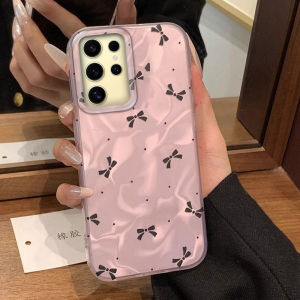 Pink Bowknot Cirular Dots Women Girls Phone Case For Samsung Galaxy S24 S22 S23 S25 Edge S21 Plus S20 FE Ultra Fundas Back Cover