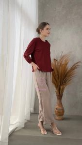 Serenity - Zira Blouse Atasan Wanita Lengan Balon Panjang 7/8 Cotton Combed 20S