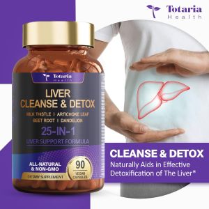 Totaria Liver Cleanse & Detox Complex Capsules – Natural Herbal Supplement for Liver Health Detoxification & Energy Support
