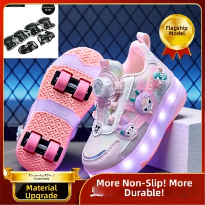 KUOBURENSHENG | Cartoon Style Luminescent Swivel Button Detachable Dual-use Roller Skates