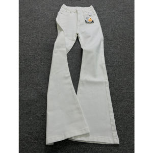 กางเกงยีนส์ขาม้าสีขาวยาวพิเศษ170สำหรับคนตัวสูง180กางเกงทรงกระดิ่งผ้ายืดเอวสูงใส่แล้วดูผอมเพรียวใส่ช่วงฤดูใบไม้ผลิและฤดูใบไม้ร่วงสำหรับผู้หญิง