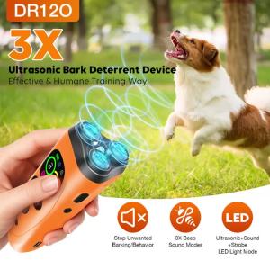 2026 New Ultrasonic Dog Repeller Multifunctional Dog Trainer Stop Barking Rechargeable Dog Training Device with LED Flashlight