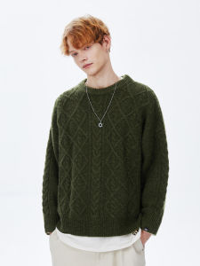 PSO Brand Mens And Womens Thickened Woolen Sweater Pure Color Knitted Long Sleeve round Neck Pullover for Autumn Winter