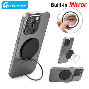 Grippopso With Mirror Magnetic Ring Cell Phone Grip Holder Socket Support Magnetic Accessories 360° Finger Ring Stand