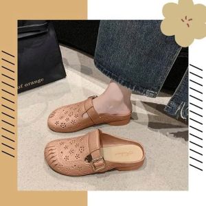 LHSunday สินค้าใหม่   รองเท้าแตะแฟชั่นผู้หญิงแบบสวมทรงคัทชูเปิดส้น ตกแต่งด้วยลวดลายดอกไม้ ใส่สบาย ราคาดี ไม่มีพลาดมาก