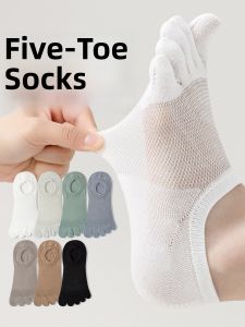 JINGCHI | Mens Summer Thin No-Show Socks Breathable Anti-Odor Cotton Sweat Absorbent Five-Finger Sports Short Socks Anti-Fungus