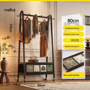 Meisda Vintage Free-standing Clothes Drying Rack Bedroom Indoor Mobile Coat Rack Storage Organizer Carbon Steel Utility