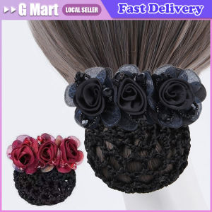 Staff Mothers Day Gift Mesh Flower Crochet Bun Net Rose Spring Clip Flower Bun Net Snood Korean Style Headdress Women Hairpin
