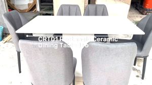 I HOME ATHENA CRT01 / CRT08 1+6 Ceramic Dining Set / 4 Chair Design / Meja Makan Marble / Metal Leg