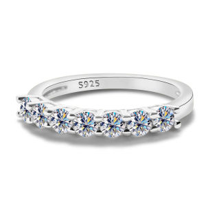 7 Chiếc 3 Mm Vòng Moissanite Bộ Nhẫn Mạ Vàng Trắng 18K Bạc 925 Cưới Nhẫn Đính Hôn Cho Nữ Và Nam