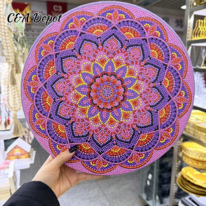 [Deepavali Decorations ]30*30cm DIY Mandala Diamond Painting Kit Round Bohemian Decoration Crystal Boho Art Decor Art Wall Hanging Handmade Diamond Art Ornament for Home Decor Wall Decoration Gift Diwali Decration itemsCraft Kit to Finish Yourself