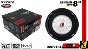 ซับวูฟเฟอร์ KICKER รุ่น CVT8 4Ohm (08CVT84) โครงปั้มหนาสีดำ เบสหนัก เหล็กปั้ม วอยซ์เดี่ยว