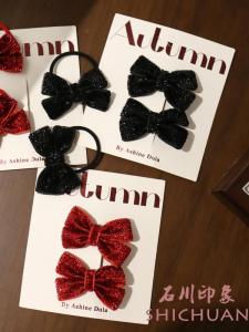 Shikawa Impression Childrens Hair Clips Bright Thread Butterfly Knot Girls Hair Ties Baby Head Ropes No Damage Hair New Year