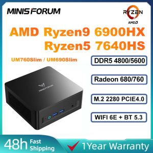 MINISFORUM UM760Slim Ryzen5 7640HS/UM690Slim Ryzen9 6900HX DDR5 PCIE4.0 WIN11 Gaming MINI PC