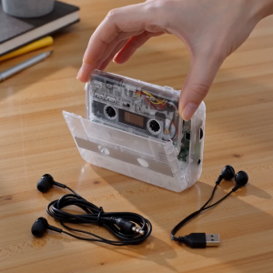 TONIVENT Portable BT Cassette Player Stereo Auto Reverse Mini Transparent Tape Player & FM Radio with 3.5mm AUX Input Adjustable Volume for Home School Travel