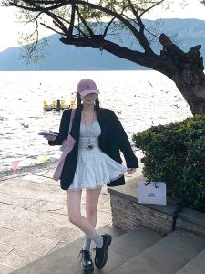 Váy Ngắn Chữ a Xếp Ly Ren Kiểu Pháp Cạp Cao Thường Ngày Đa Năng Thon Gọn Cho Nữ Mùa Xuân Thu Váy Ngắn