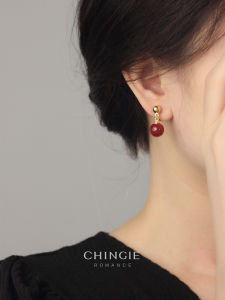 Red Agate Good Luck Fashionable Design Ear Cuff Womens No Piercing Mosquito Coil Earring Vintage Court Style Fresh out