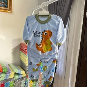 setelan oblong panjang bayi motif Little DINO 3-12bulan