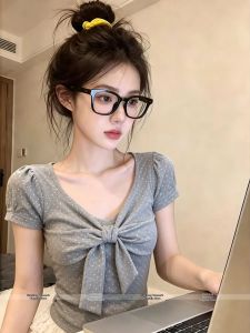 Elegant Dots Short Sleeve T-shirt Grey Short