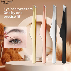 Stainless Steel Eyebrow Tweezers Slant Eyelash Extension Tweezers For Adhesive False Eyelash Double Eyelid Stickers Ladies Eye Makeup Tweezers