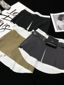 American Hot Girl Low Waist Patchwork Mini Skirt Womens Belt Anti-Light Half Body Skirt Summer 2023 A-Line Other Material