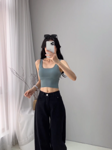 เสื้อบราโยคะ SportBra สปอร์ตบราออกกำลังกาย เสื้อกร้าม ทรงใหม่สวยใส่สบายทรงสวย บราเย็บติด กระซับสัดส่วน 6สี (หรัส187009)