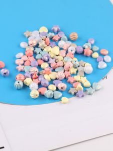 ลูกปัดอะคริลิกสีครีมแบบผสมรูตรง DIY ทำมือ เครื่องประดับโทรศัพท์มือถือ อุปกรณ์เครื่องประดับ ลูกปัดอะคริลิก ลูกปัดแบบแยก