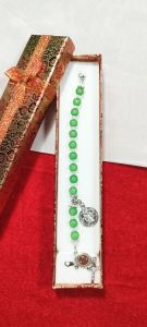 St. Benedict Apple Green Crystal Glass Rosary Bracelet with Mother of Perpetual Help Terra Container of Relic Soil from Jerusalem Center Medal for Wedding gifts/motif and Birthday gifts Wedding Anniversary etc. with free assorted color boxes.