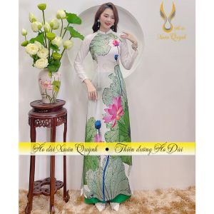 Áo Dài Hoa Sen Lụa Habutai K53 Trẻ Trung Duyên Dáng - Áo Dài Xuân Quỳnh