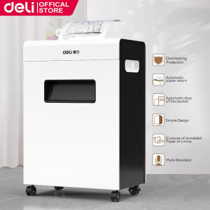 Deli 23L Automatic Paper Shredder 12 Sheets Level 4 Silent Office Can Shred CD/DVD Paper Card Paper Clip Staple