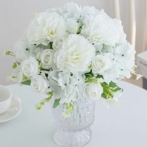 Silk Artificial Flowers Carnation Rose Wedding Wreath Bridal Bouquet Home Room Festival Outdoor Garden Yard Diy Gift Box Decorat