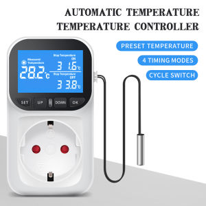 Digital Temperature Controller Socket Heating Cooling Thermostat With Timer Switch For Refrigerator Aquaculture EU Plug 220V