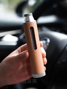 Solid wood car ashtray portable outdoor travel self-storing ashtray Coarse/medium/fine universal Tahan lama