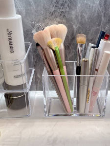 Transparent Acrylic Cosmetic Brush Storage Tube & Desktop Makeup Organizer