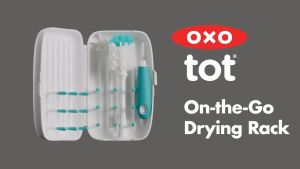 OXO แปรงล้างขวดนม แบบพกพา สีเทา l OXO Tot on-the-go drying rack & bottle brush Gray ใช้ล้างทำความสะอาดขวดนม จานชามเด็ก กล่องสามารถปรับเป็นที่ตากแก้ว ขวดนม และจานชาม
