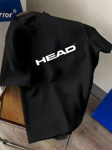 HEAD | HEAD Mens Athletic T-Shirt Solid Black Letter Logo Graphic Short Sleeve Breathable Lightweight Tee For Tennis Training Gym Wear
