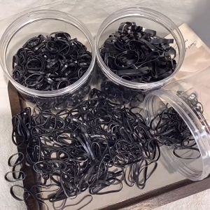 3 Size Black Disposable Rubber Band Elastic Hair Bands Headband Ponytail Holder Bands with Box