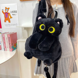 Kawaii Sang Trọng Dễ Thương Hình Mèo Nữ Lông Tơ Túi Thẩm Mỹ Thú Nhồi Bông Hoạt Hình Dây Kéo Đồ Chơi Nhỏ Nữ Ba Lô Quà Tặng