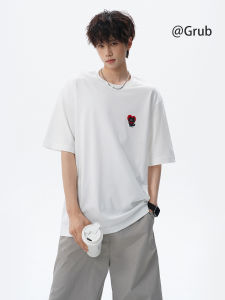 Grace Rub | Embroidered Heart Heavyweight Clean Fit Summer Short Sleeve Casual Tee