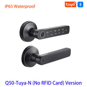 Q50 Support Tuya App Bluetooth Smart Fingerprint Door Lock Password Mechanical Key Unlocking For Wooden Door Single Handle Rainp