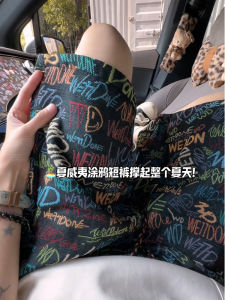 Quần Short Graffiti Hawaii Dopaamine Cho Nam Mùa Hè Quần Dài Ống Đứng Rộng Rãi Đi Biển Quần Dài Năm Điểm Phong Cách Đường Phố Mỹ