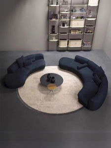 โซฟาผ้าฝ้ายสไตล์อิตาลีแบบเรียบง่าย โซฟาผ้าฝ้ายแบบโค้ง โซฟาผ้าฝ้ายสำหรับรับแขกในห้องนั่งเล่นขนาดใหญ่ โซฟาผ้าฝ้ายแบบโค้ง BAXTER