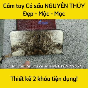 Ví dài cầm tay [DA CÁ SẤU NGUYÊN THỦY] 2 khuôn size 21*11 cm đẹp khó cưỡng!