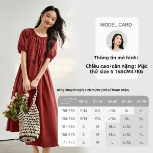 Vimly | Đầm Màu Sơ Mi Bông Tay Dài Đơn Giản
